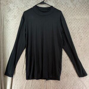 Jackson Hole Mens L T-Shirt Black Long Sleeve Mock Neck Micro Polyester Stretch